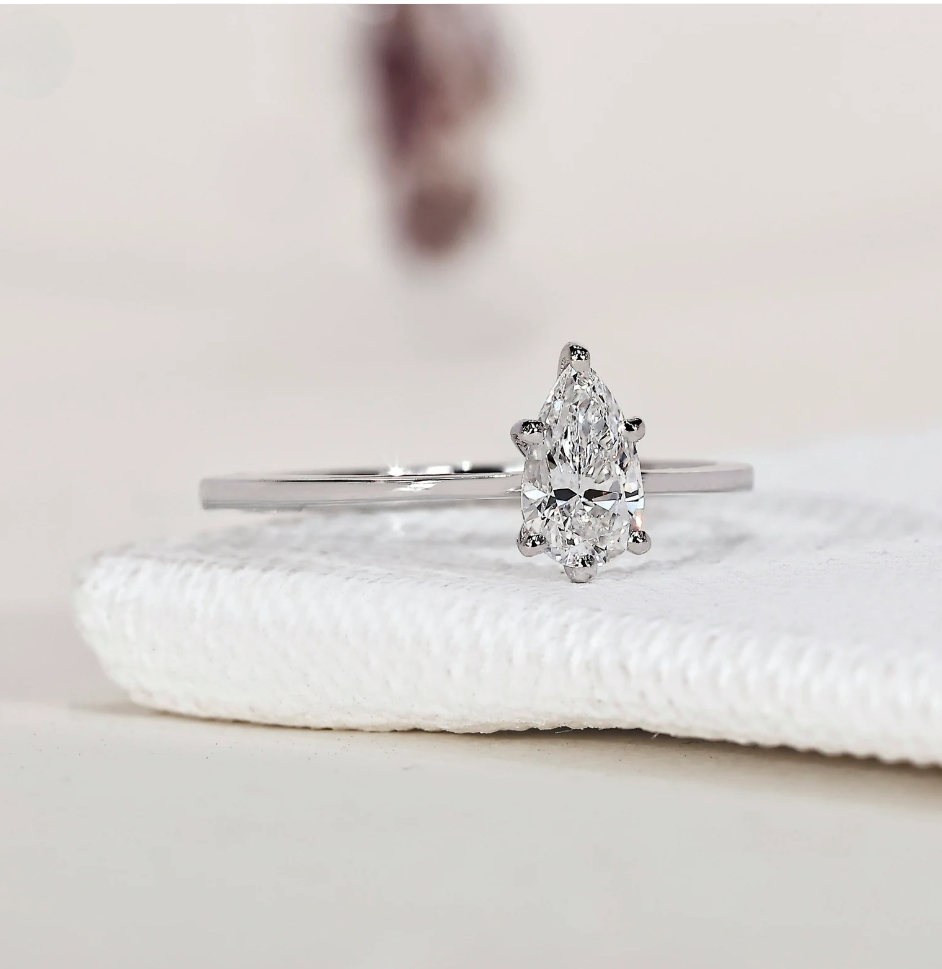 Elegant Pear Lab Grown Diamond Ring