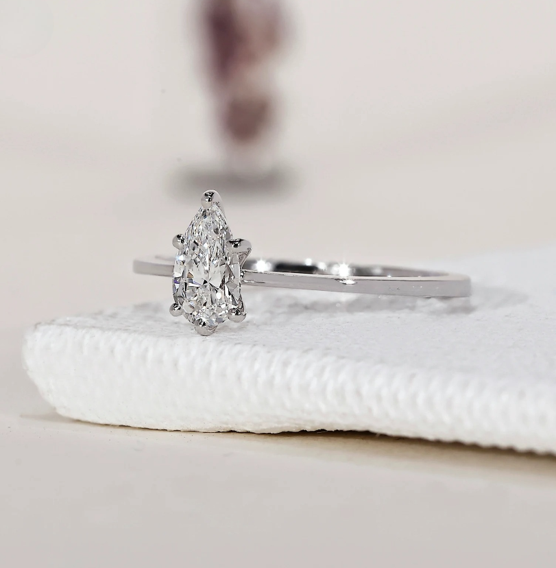 Elegant Pear Lab Grown Diamond Ring