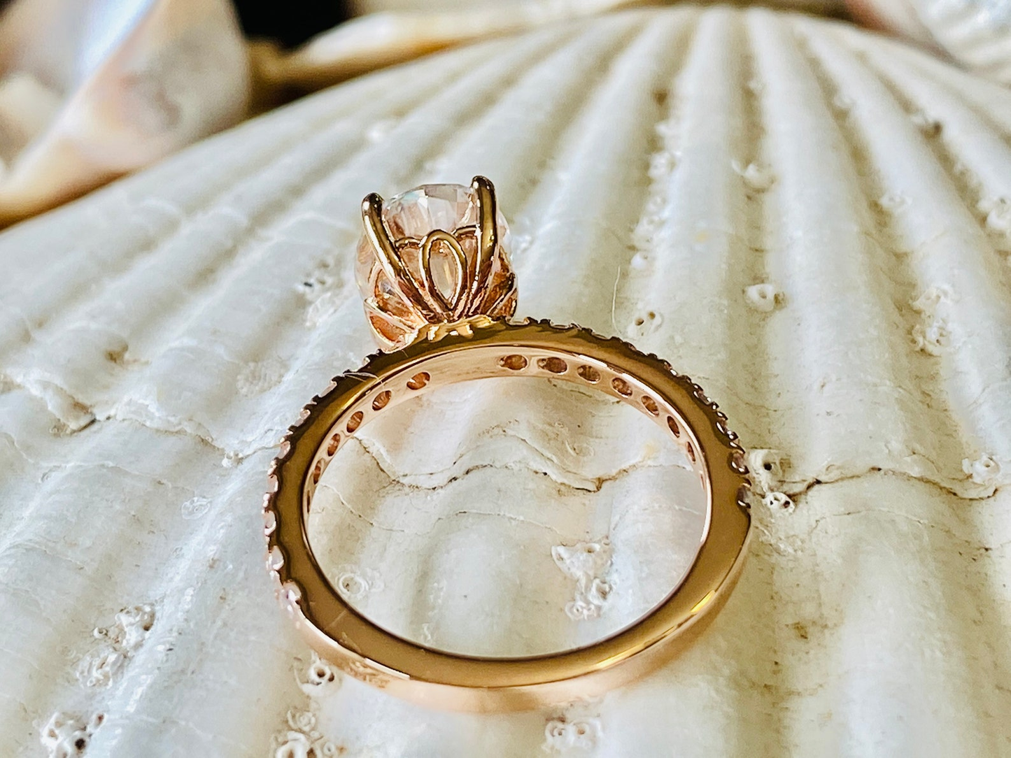 Dainty Oval Pave Engagement Ring