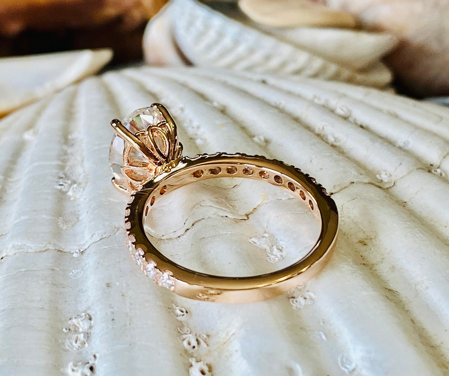 Dainty Oval Pave Engagement Ring