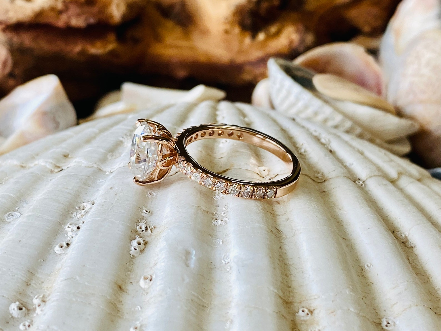 Dainty Oval Pave Engagement Ring