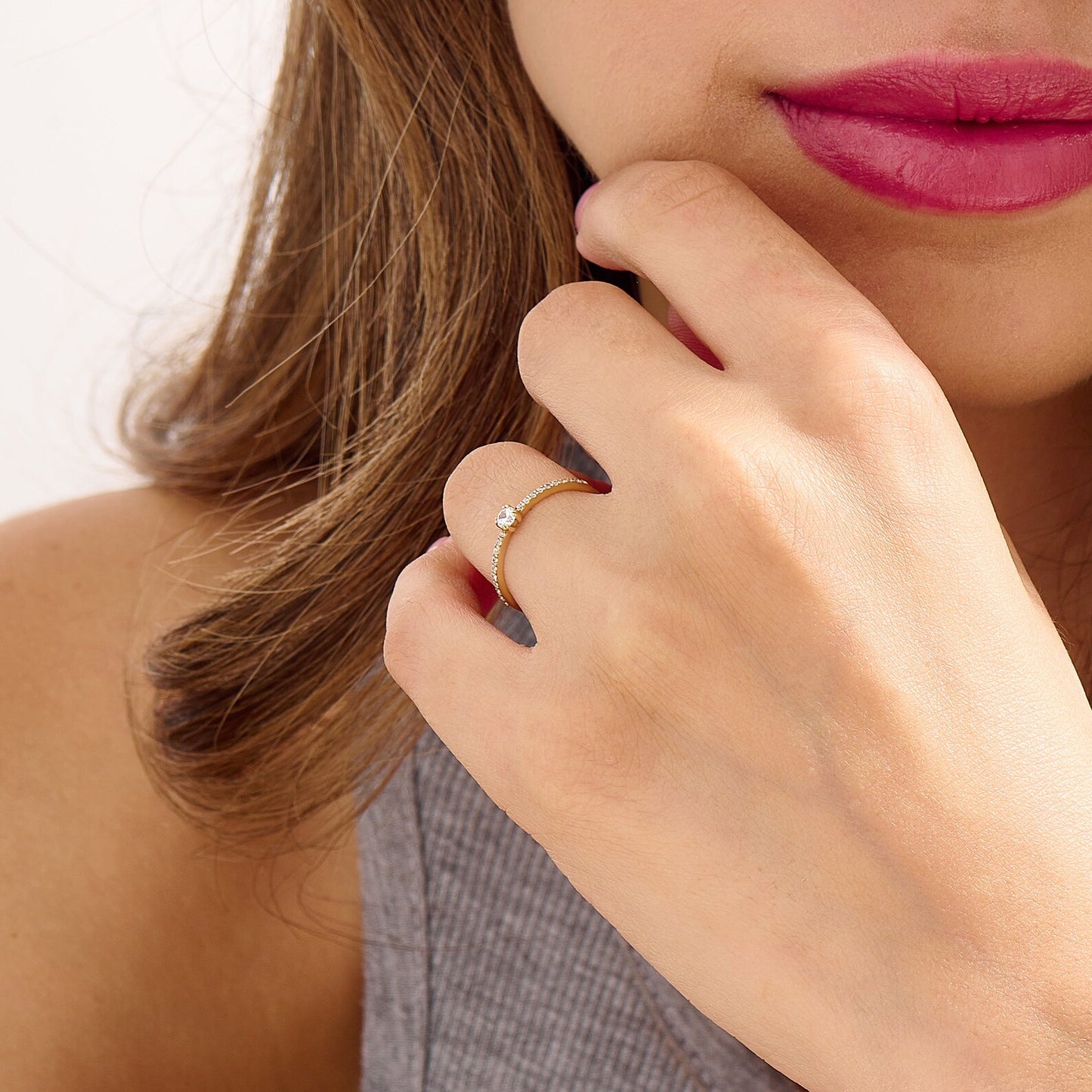 Round Lab Grown Diamond and Ring