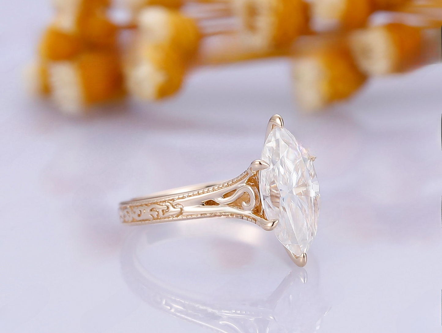 Marquise Cut Lab Grown Diamond Ring