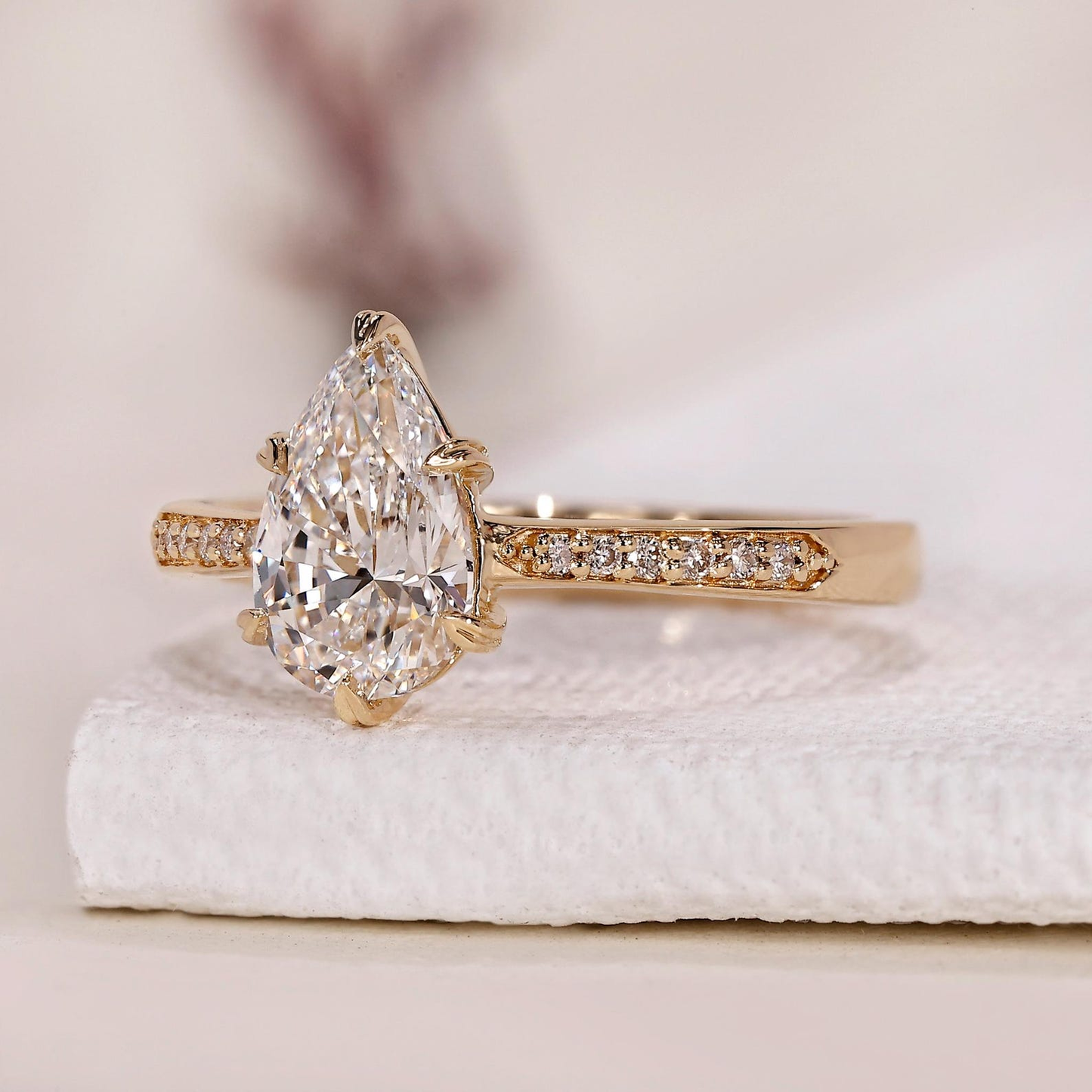 Sparkling Pear Cut Engagement Ring