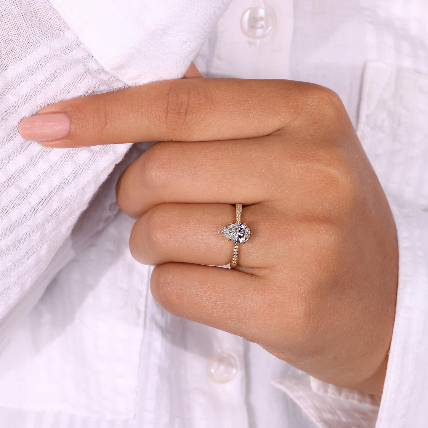 Sparkling Pear Cut Engagement Ring