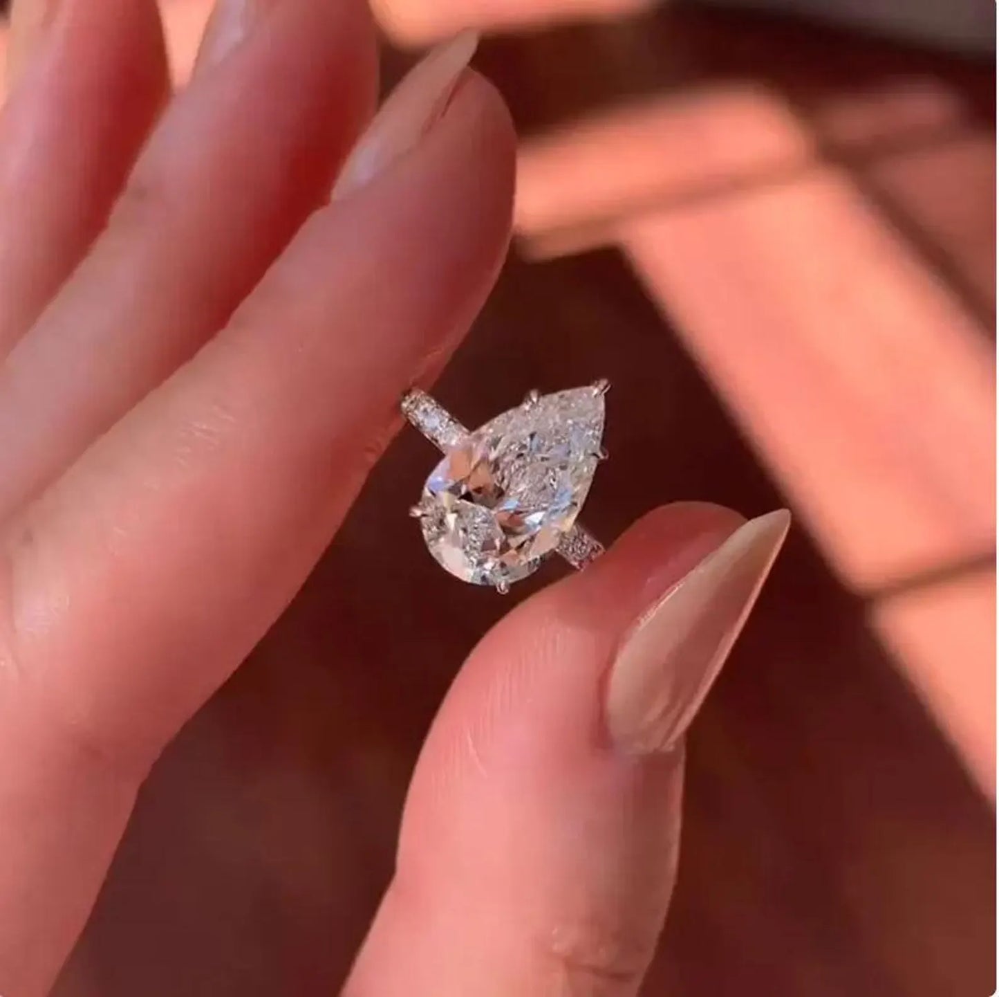 Exquisite Pear-Shaped Lab-Grown Diamond Ring