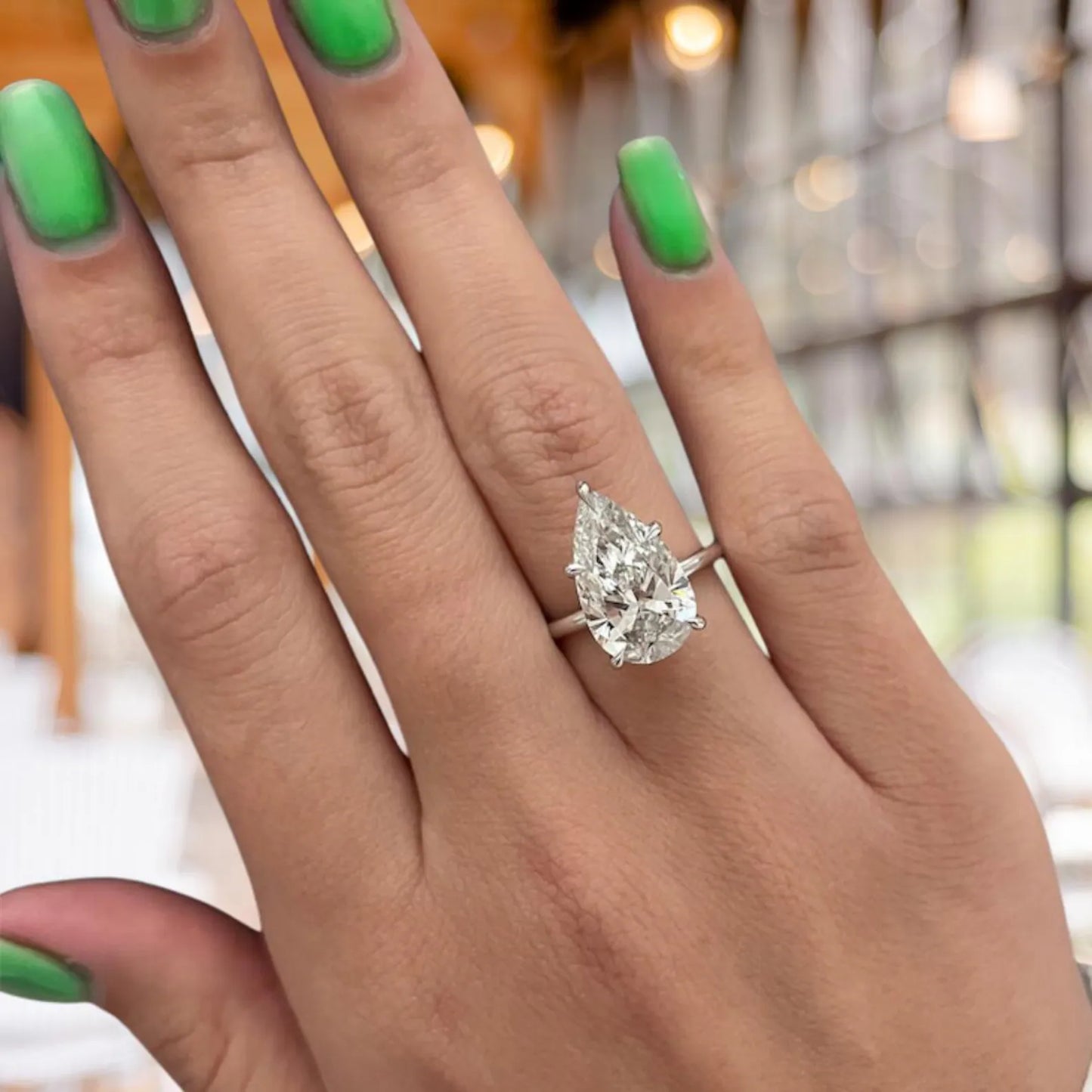 Shining Pear Solitaire Ring