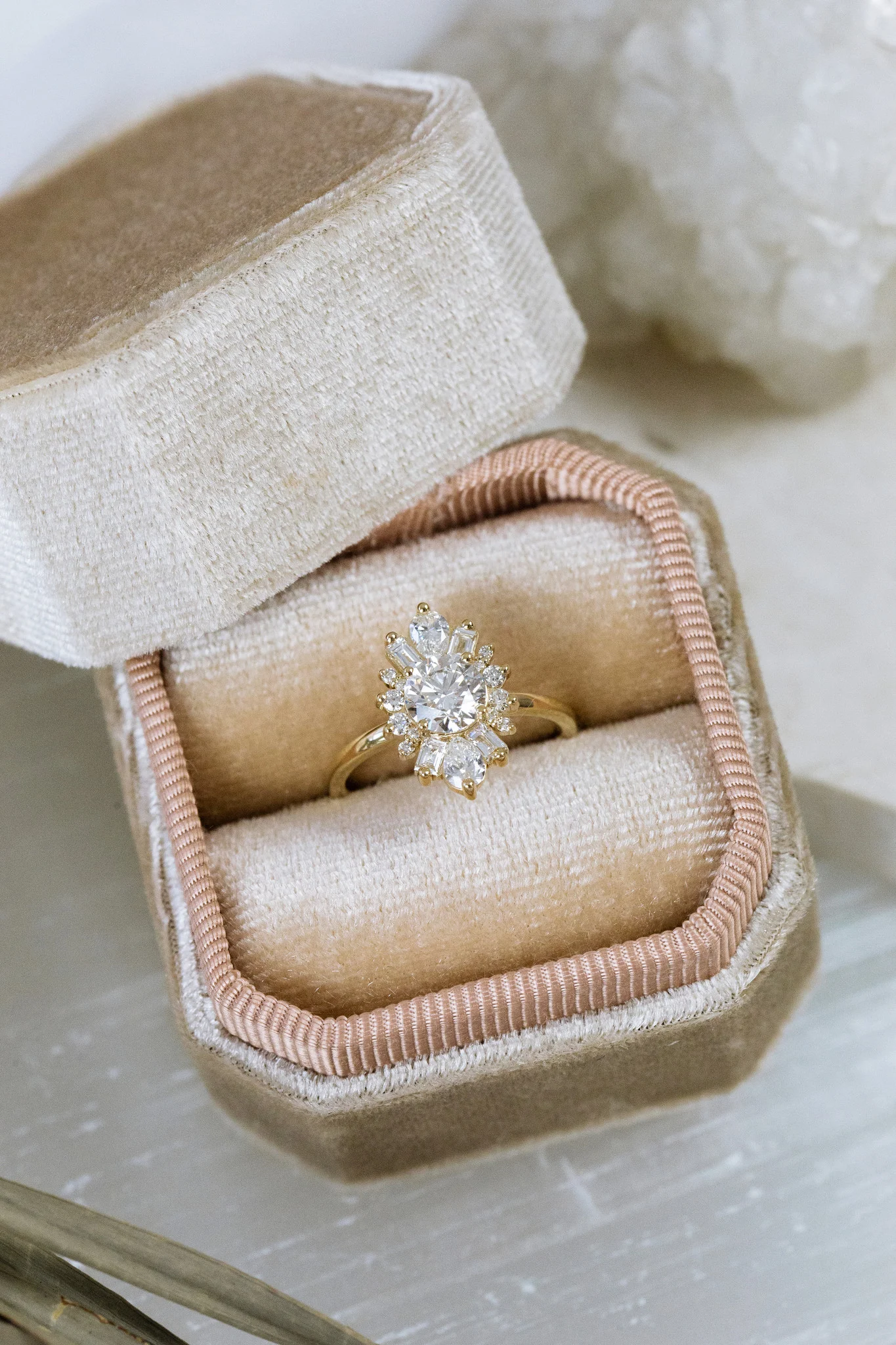 Mixed Cut Cluster Diamond Engagement Ring