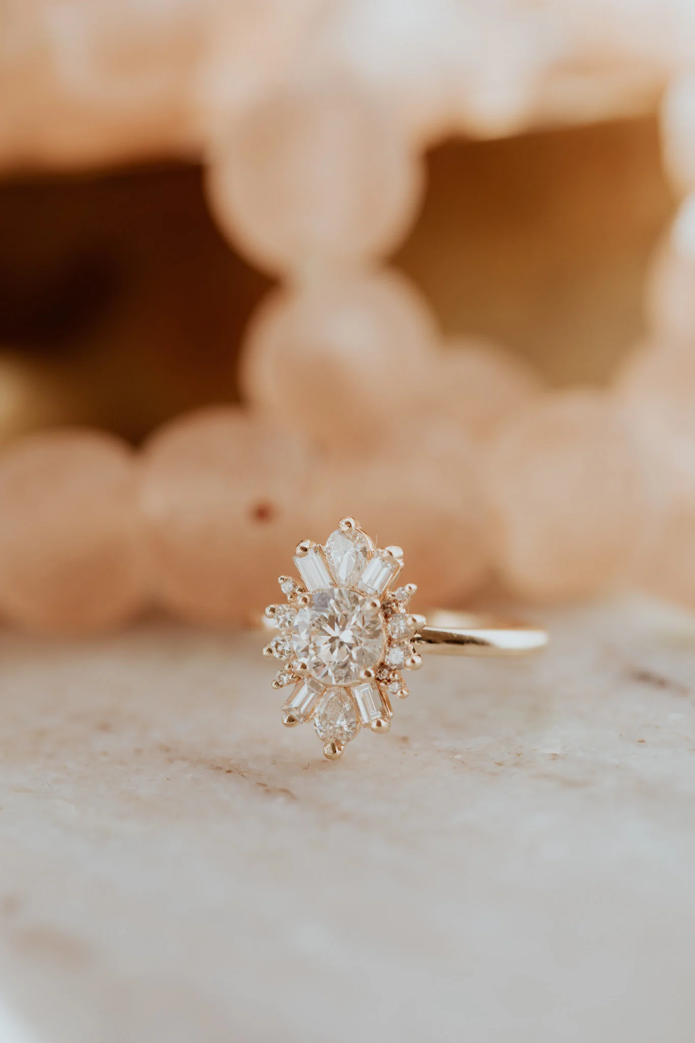 Mixed Cut Cluster Diamond Engagement Ring