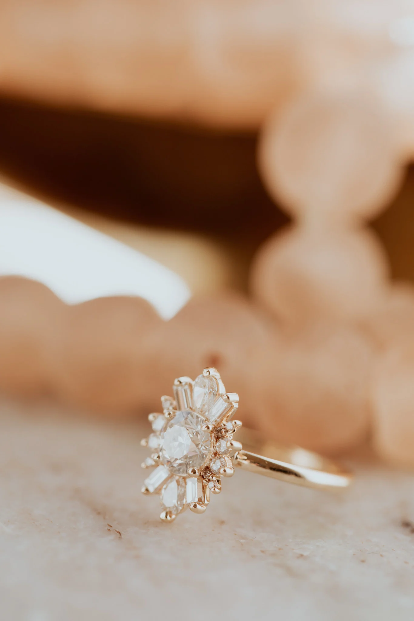 Mixed Cut Cluster Diamond Engagement Ring