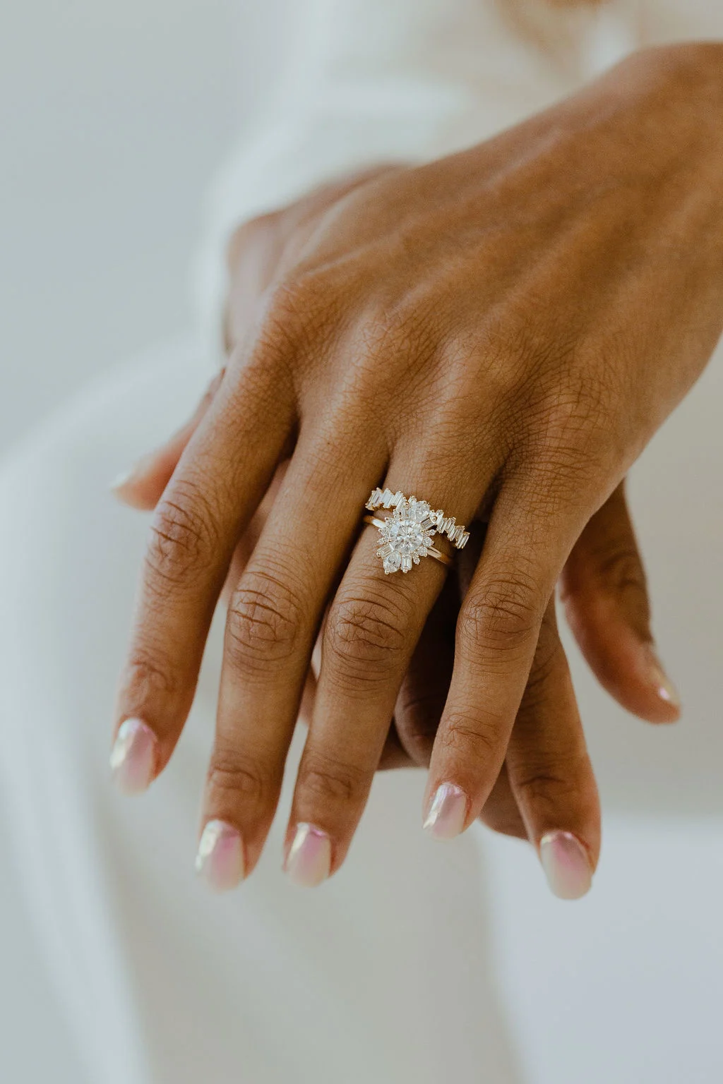 Mixed Cut Cluster Diamond Engagement Ring