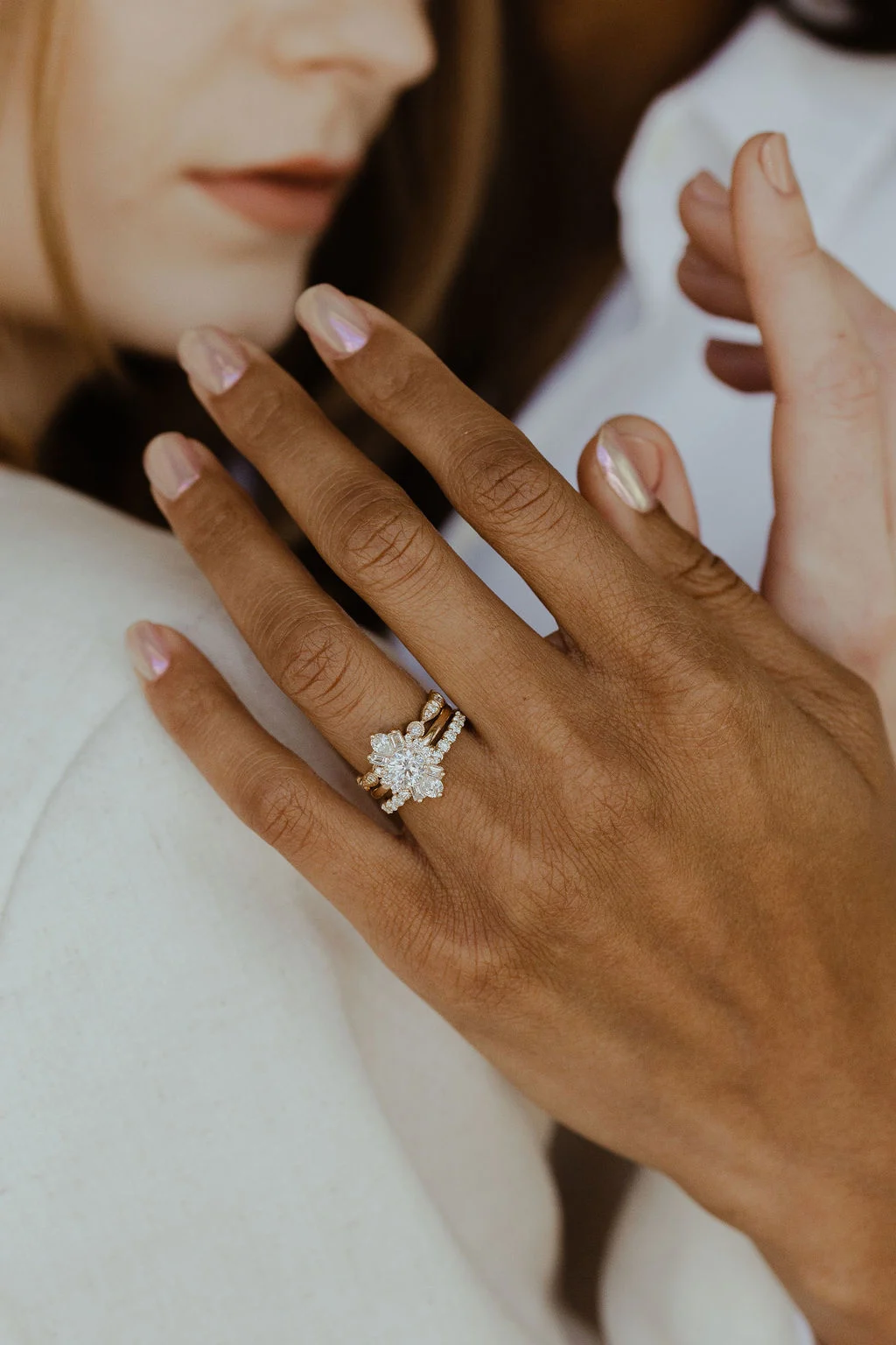 Mixed Cut Cluster Diamond Engagement Ring