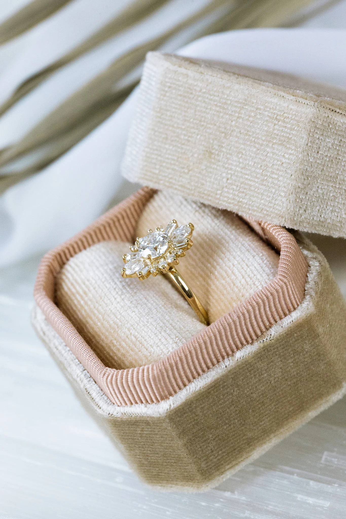 Mixed Cut Cluster Diamond Engagement Ring