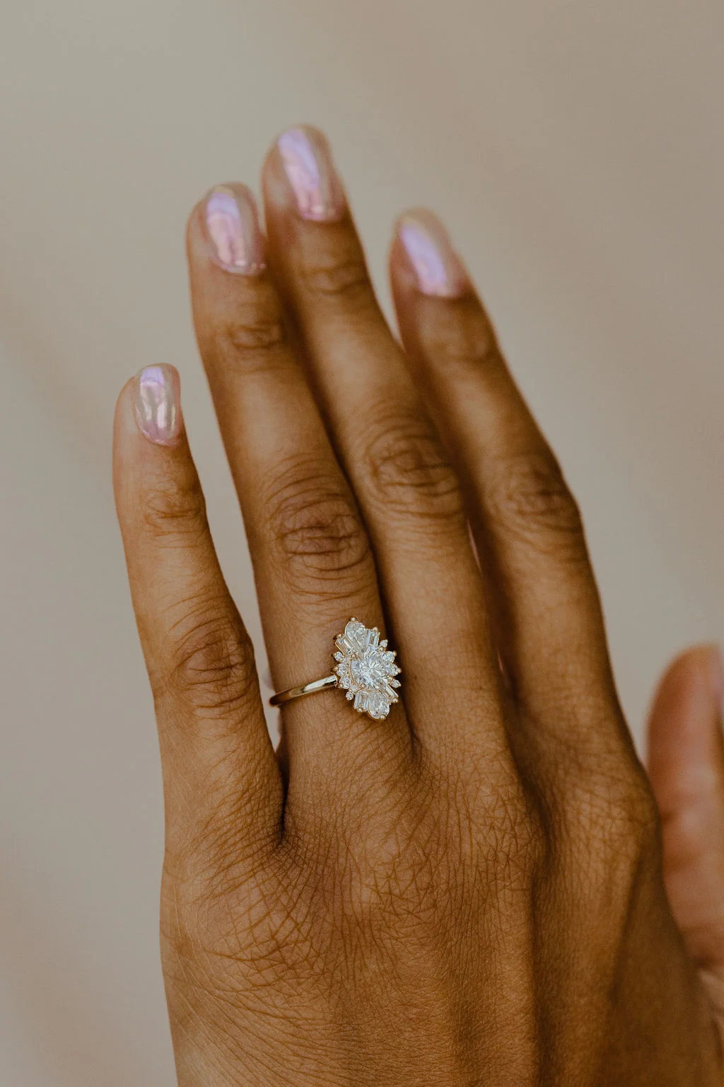 Mixed Cut Cluster Diamond Engagement Ring