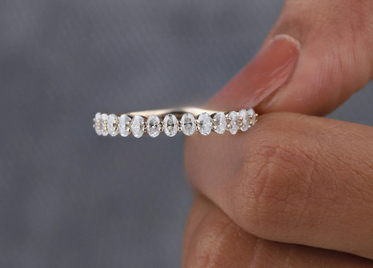 Oval-Cut Lab Diamond Eternity Band in Yellow Gold