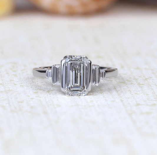 Emerald Cut Lab Grown Diamond Engagement Ring