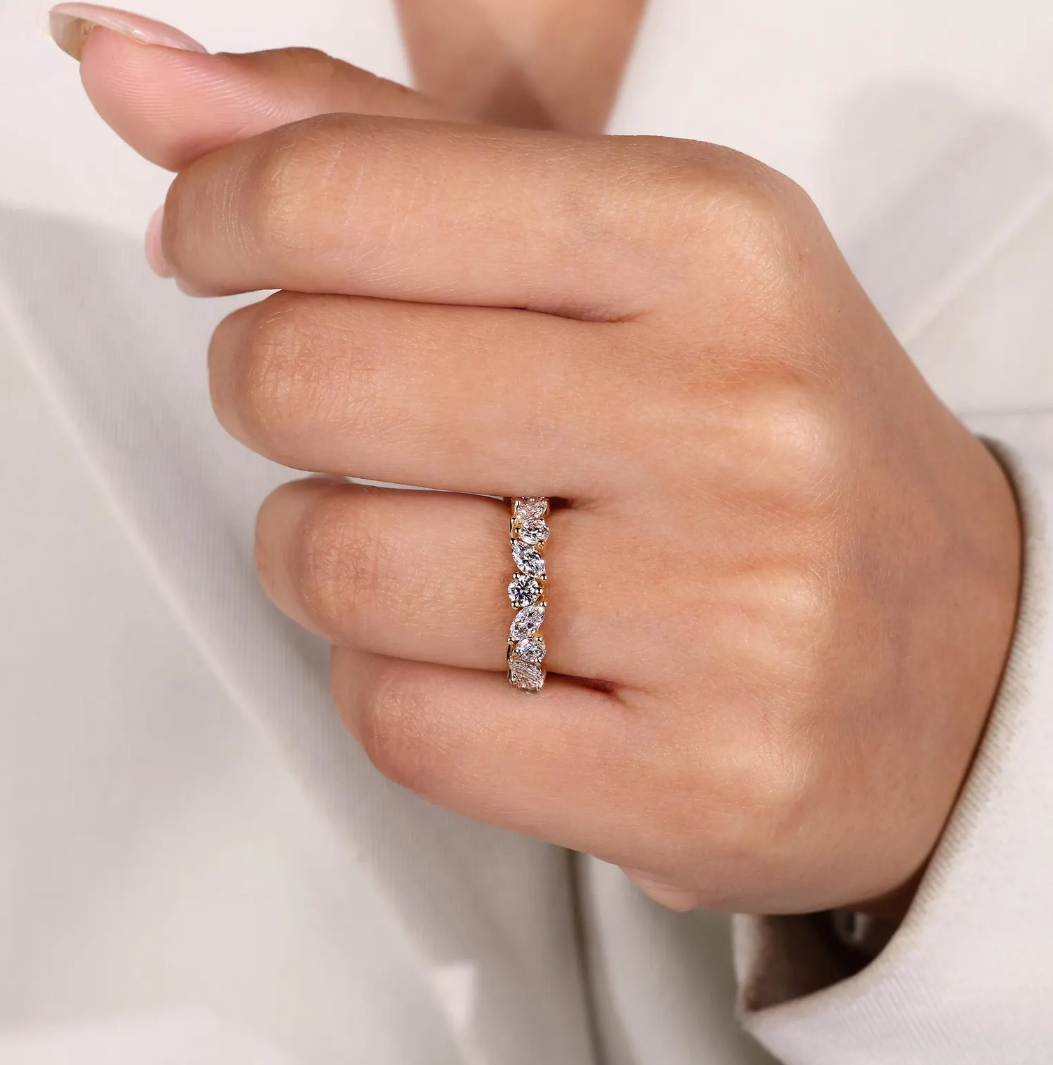 Alternating Round & Marquise Eternity Band