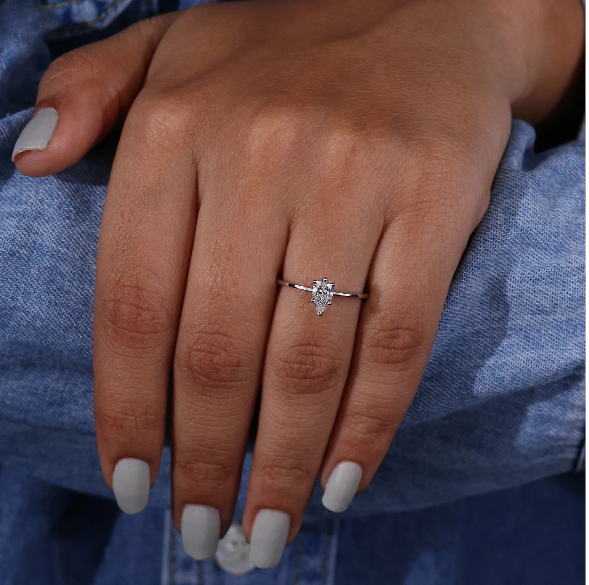 Elegant Pear Lab Grown Diamond Ring