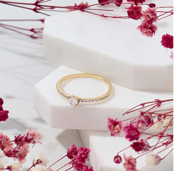 Round Lab Grown Diamond and Ring