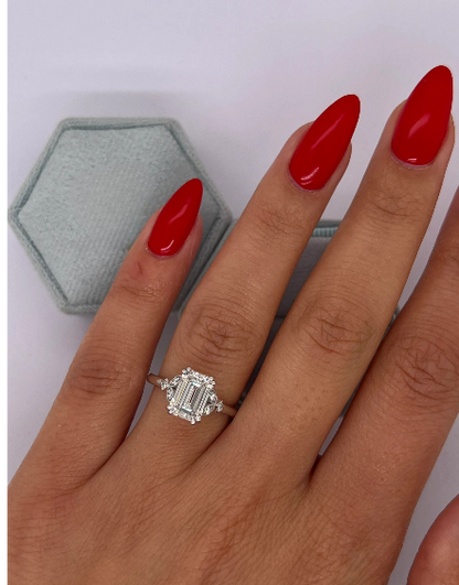 Emerald Lab Grown Diamond Ring