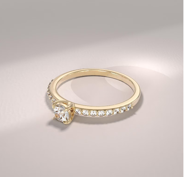 Round Lab Grown Diamond and Ring