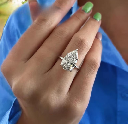 Shining Pear Solitaire Ring
