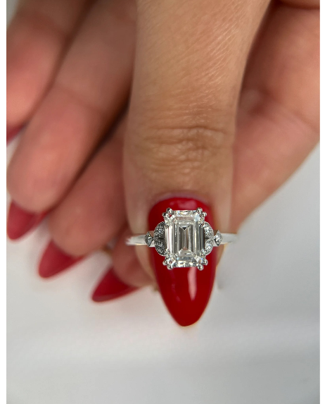 Emerald Lab Grown Diamond Ring