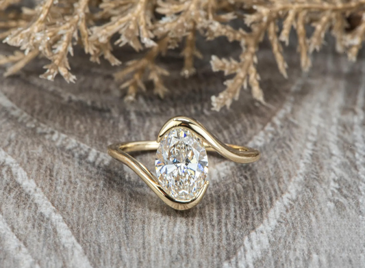 Elegant Oval Lab-Grown Diamond Bypass Ring