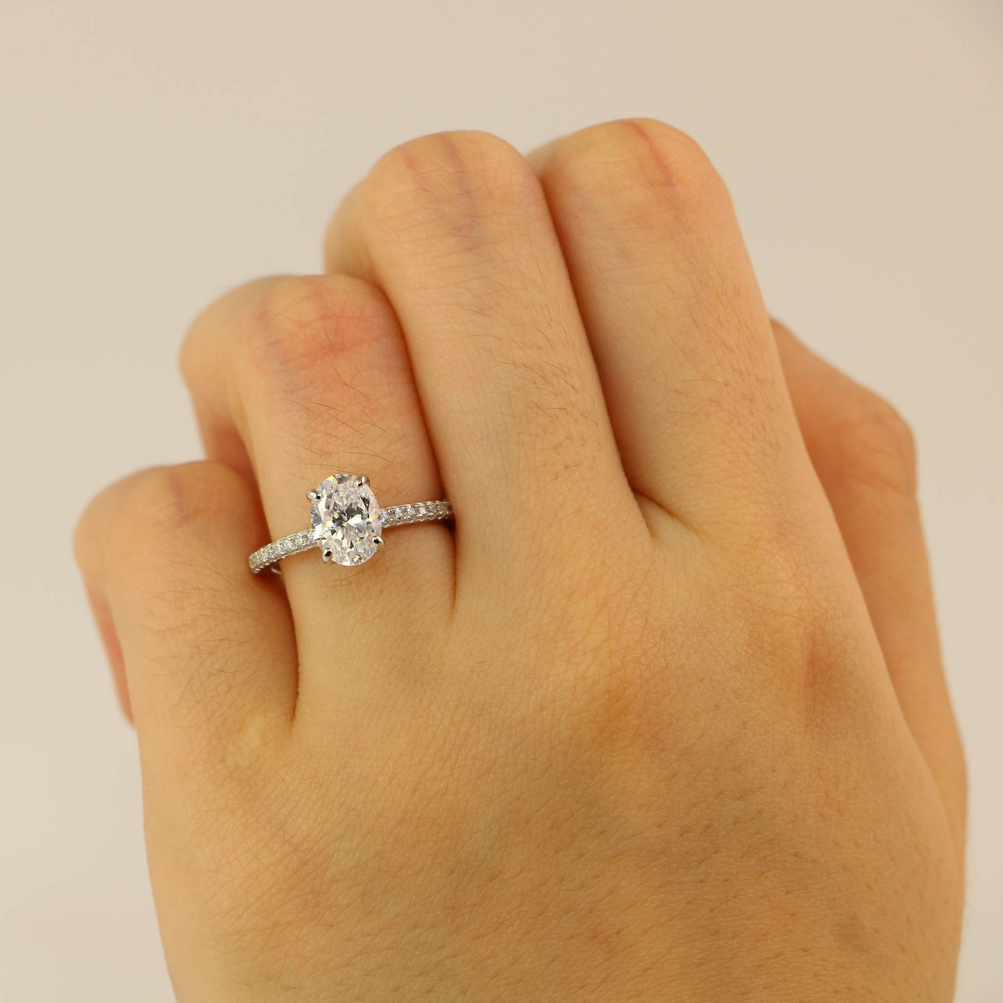 Lab-Grown Oval Diamond Ring