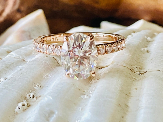 Dainty Oval Pave Engagement Ring