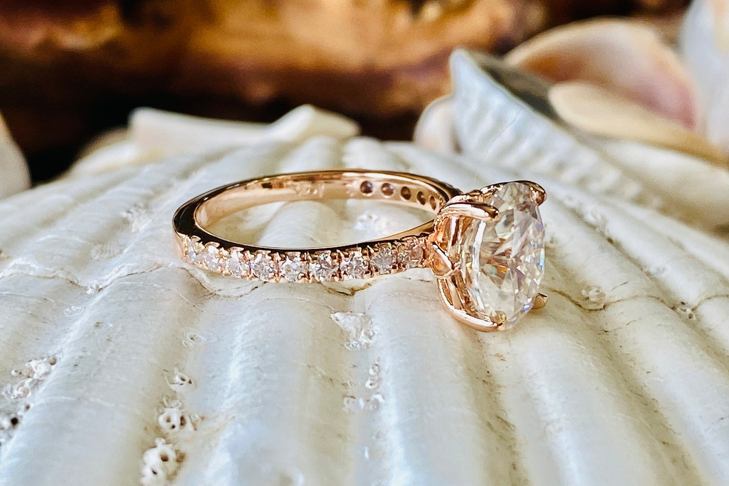 Dainty Oval Pave Engagement Ring
