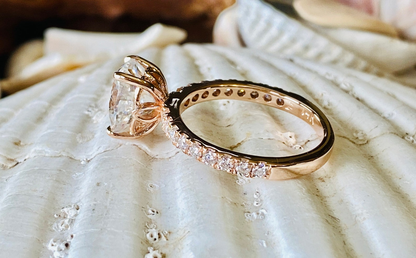 Dainty Oval Pave Engagement Ring