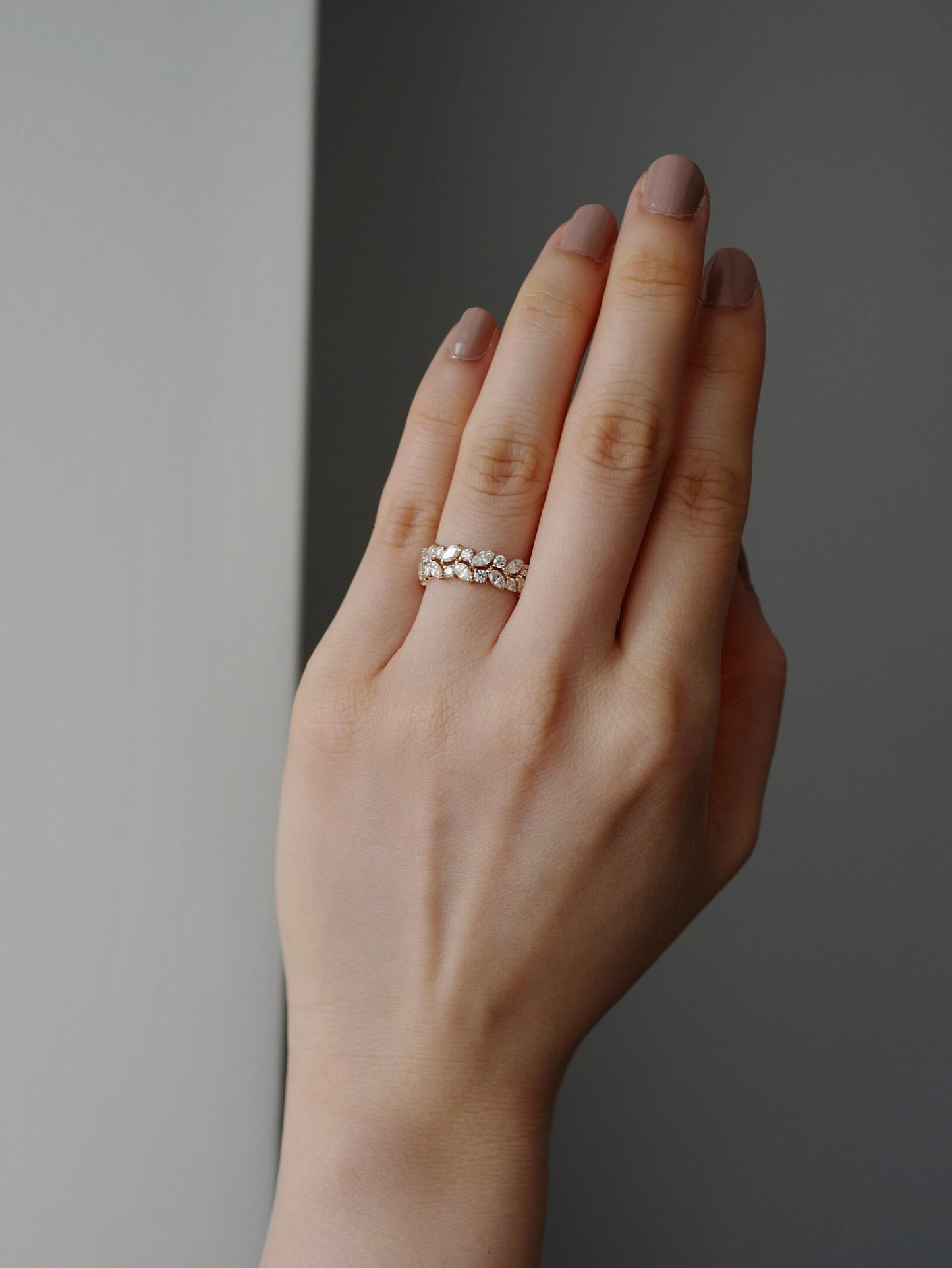 Lab Grown Diamond Leaf Ring Round & Marquise