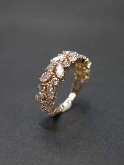 Lab Grown Diamond Leaf Ring Round & Marquise
