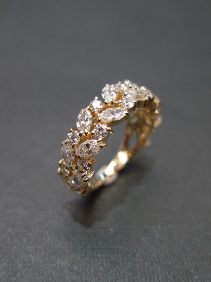 Lab Grown Diamond Leaf Ring Round & Marquise