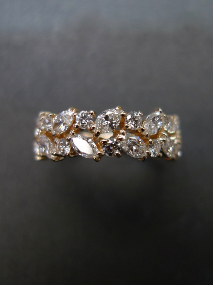 Lab Grown Diamond Leaf Ring Round & Marquise