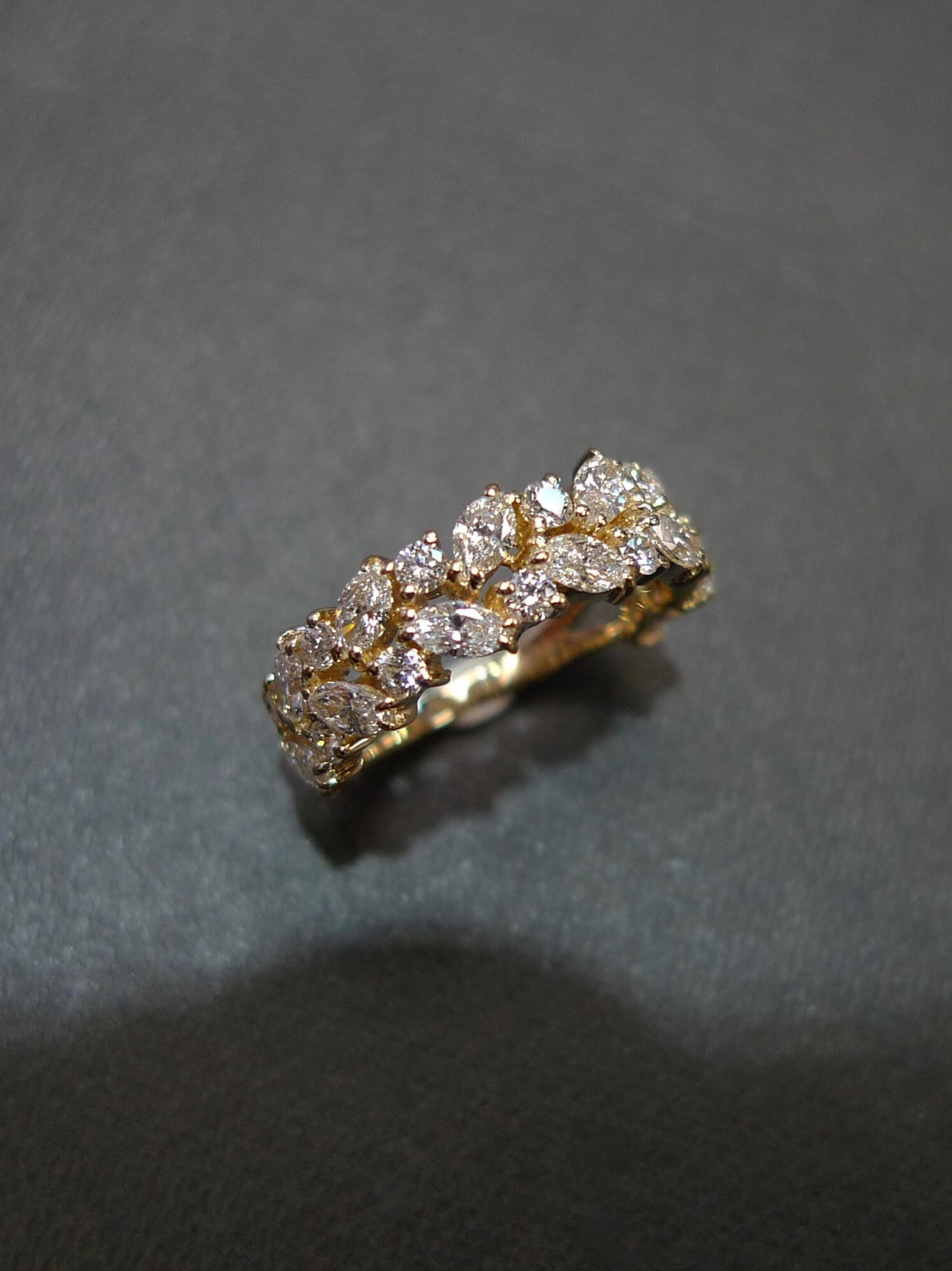 Lab Grown Diamond Leaf Ring Round & Marquise