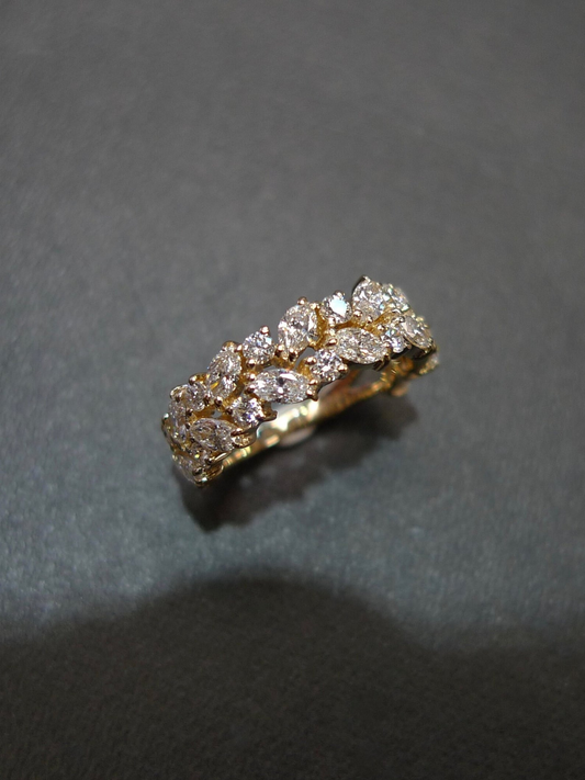 Lab Grown Diamond Leaf Ring Round & Marquise