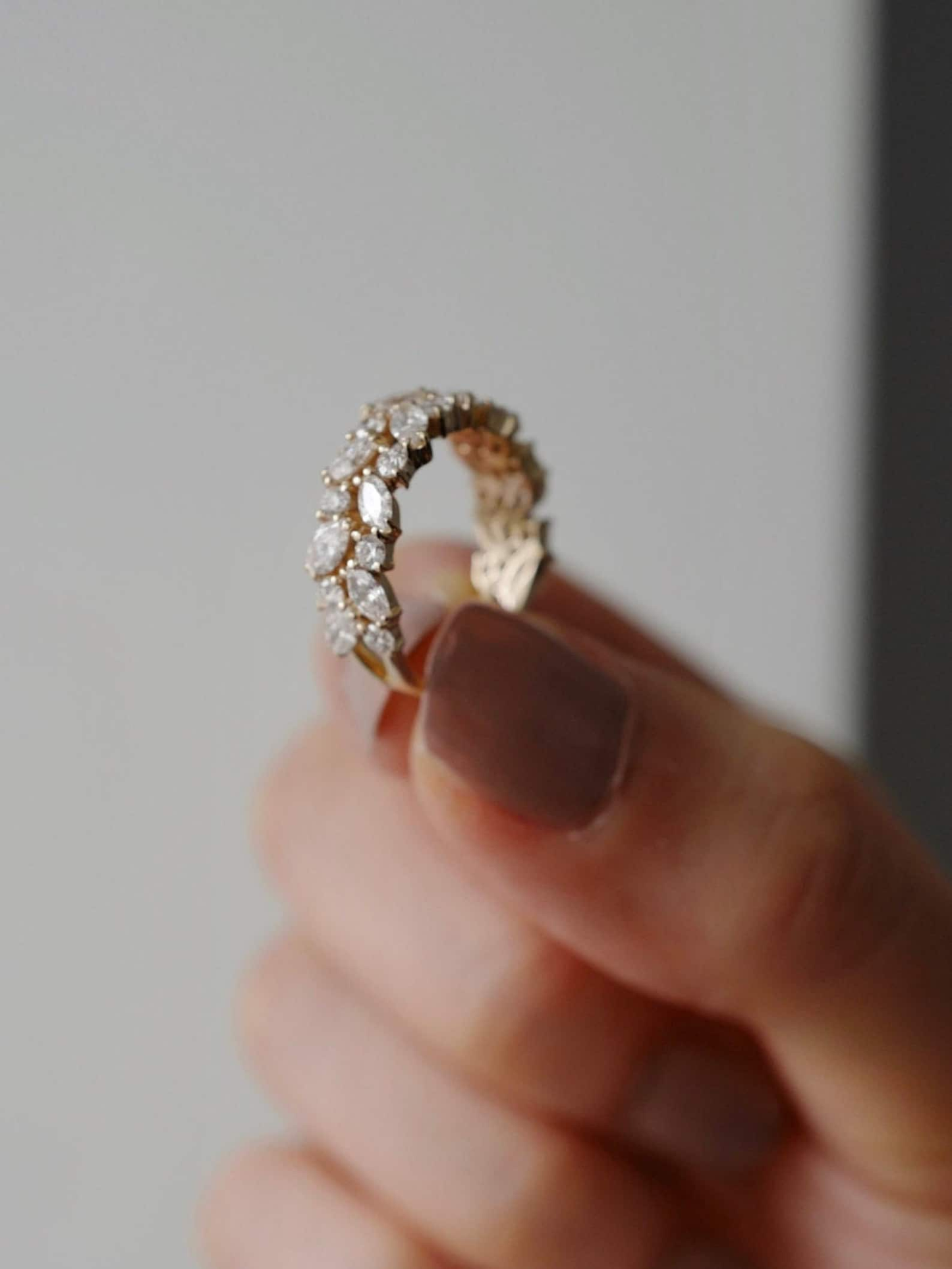 Lab Grown Diamond Leaf Ring Round & Marquise