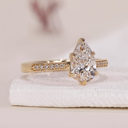 Sparkling Pear Cut Engagement Ring