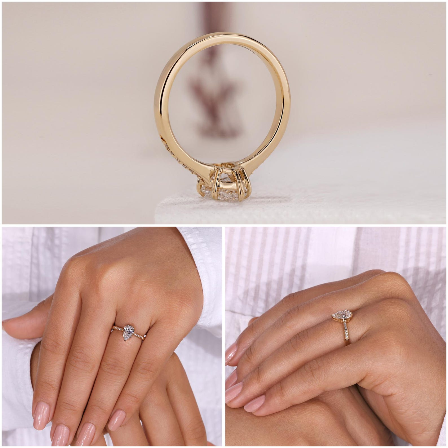 Sparkling Pear Cut Engagement Ring