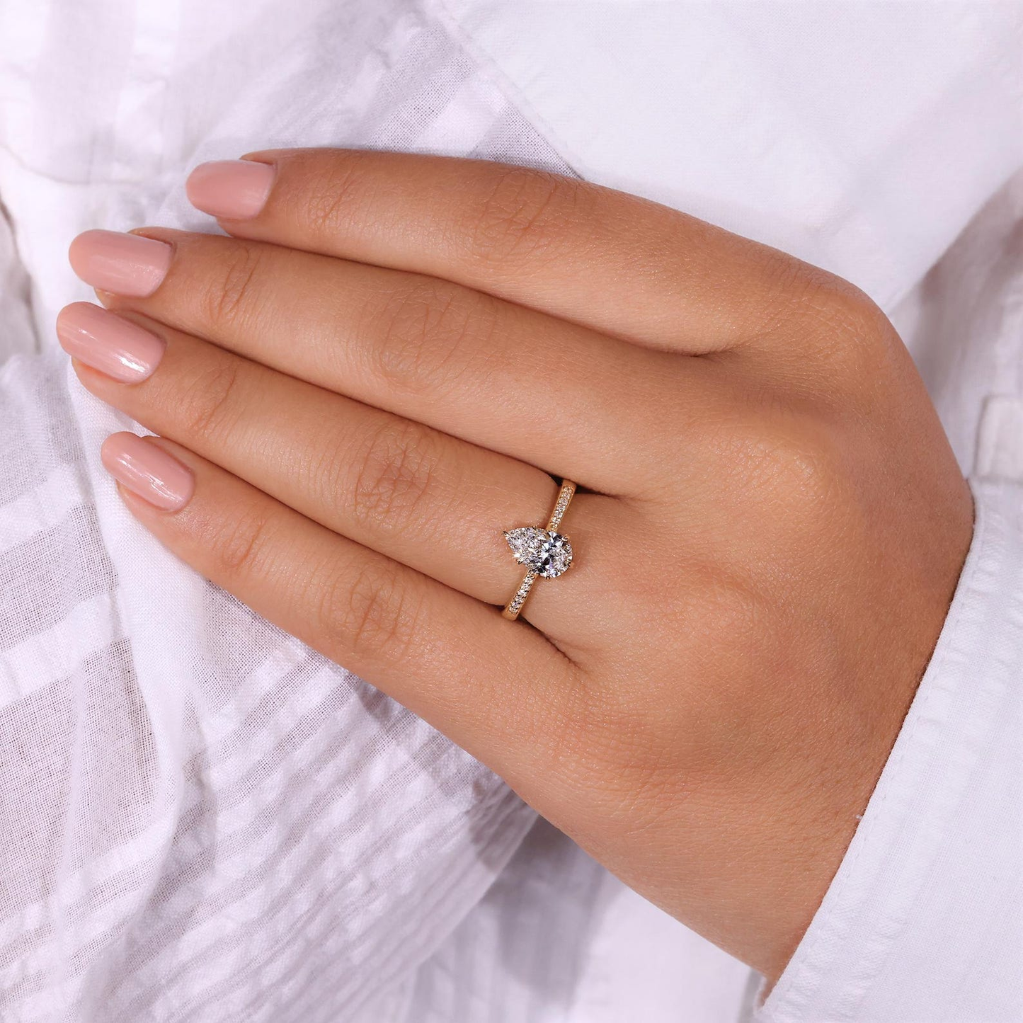 Sparkling Pear Cut Engagement Ring