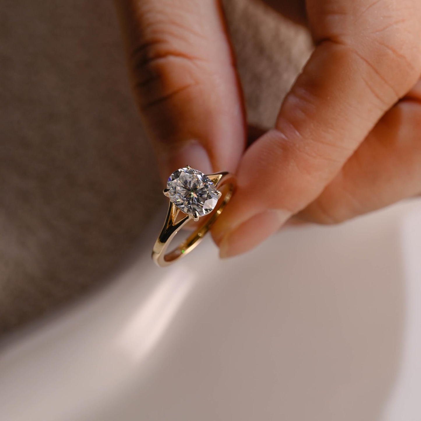 Oval Cut Engagement Ring Yellow Gold