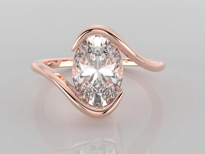 Elegant Oval Lab-Grown Diamond Bypass Ring
