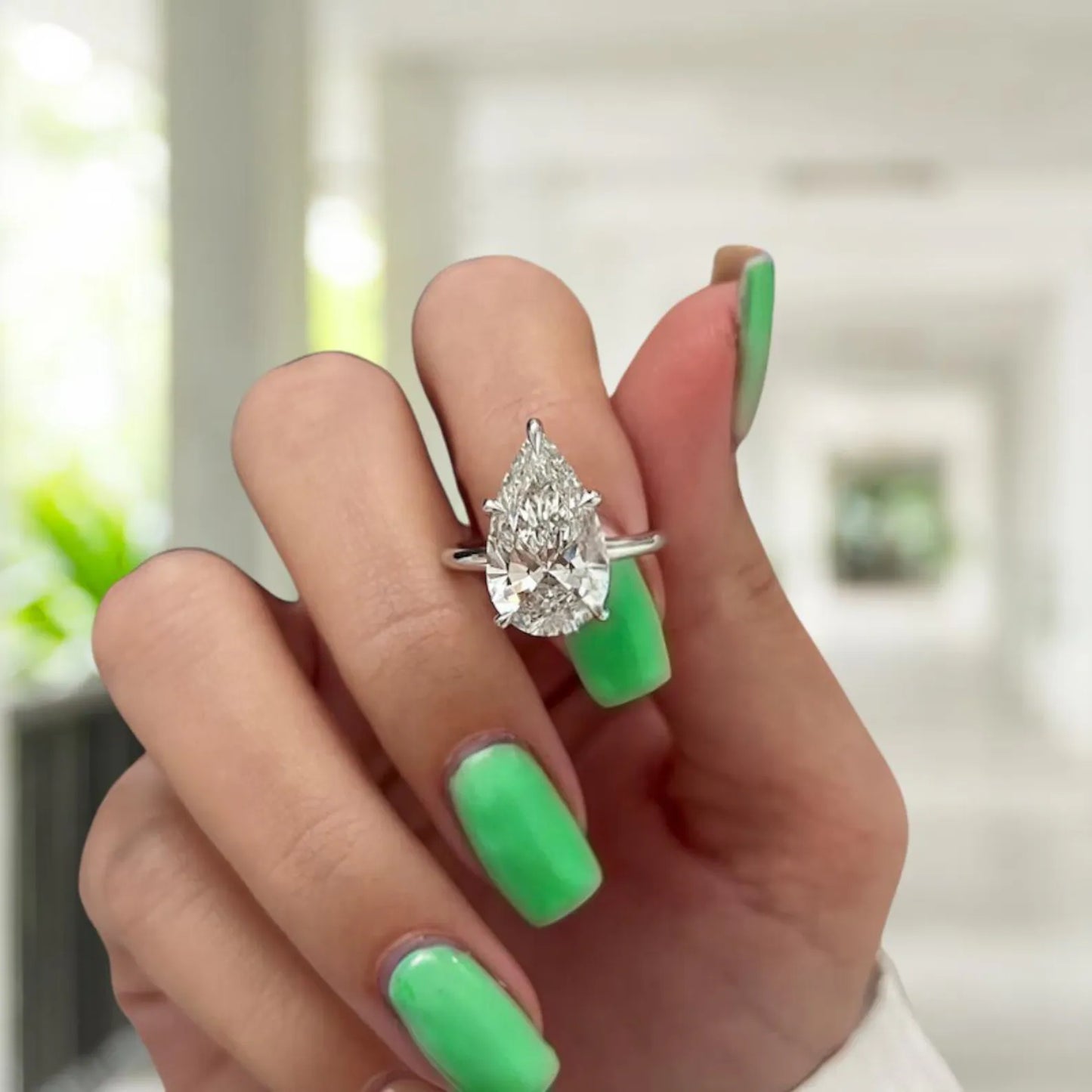 Shining Pear Solitaire Ring