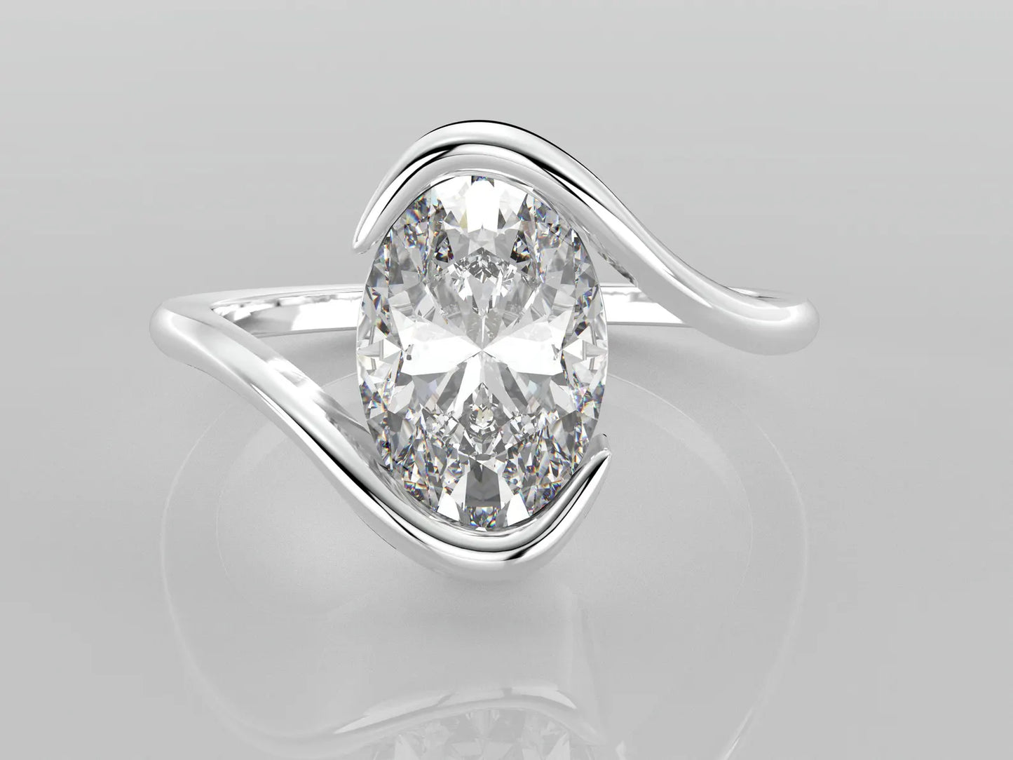 Elegant Oval Lab-Grown Diamond Bypass Ring