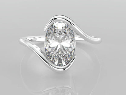 Elegant Oval Lab-Grown Diamond Bypass Ring