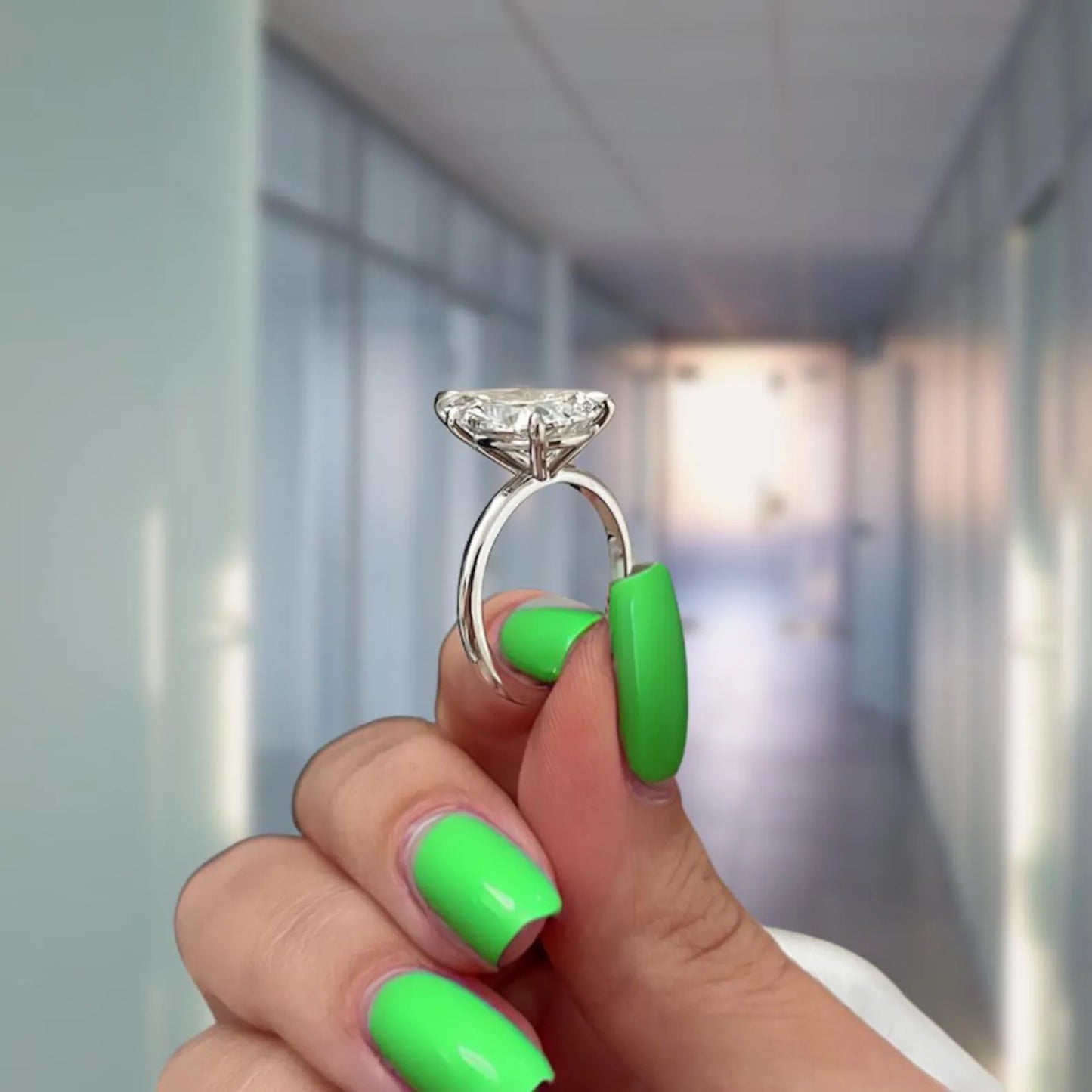 Shining Pear Solitaire Ring
