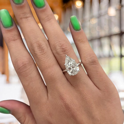 Shining Pear Solitaire Ring