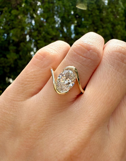 Elegant Oval Lab-Grown Diamond Bypass Ring